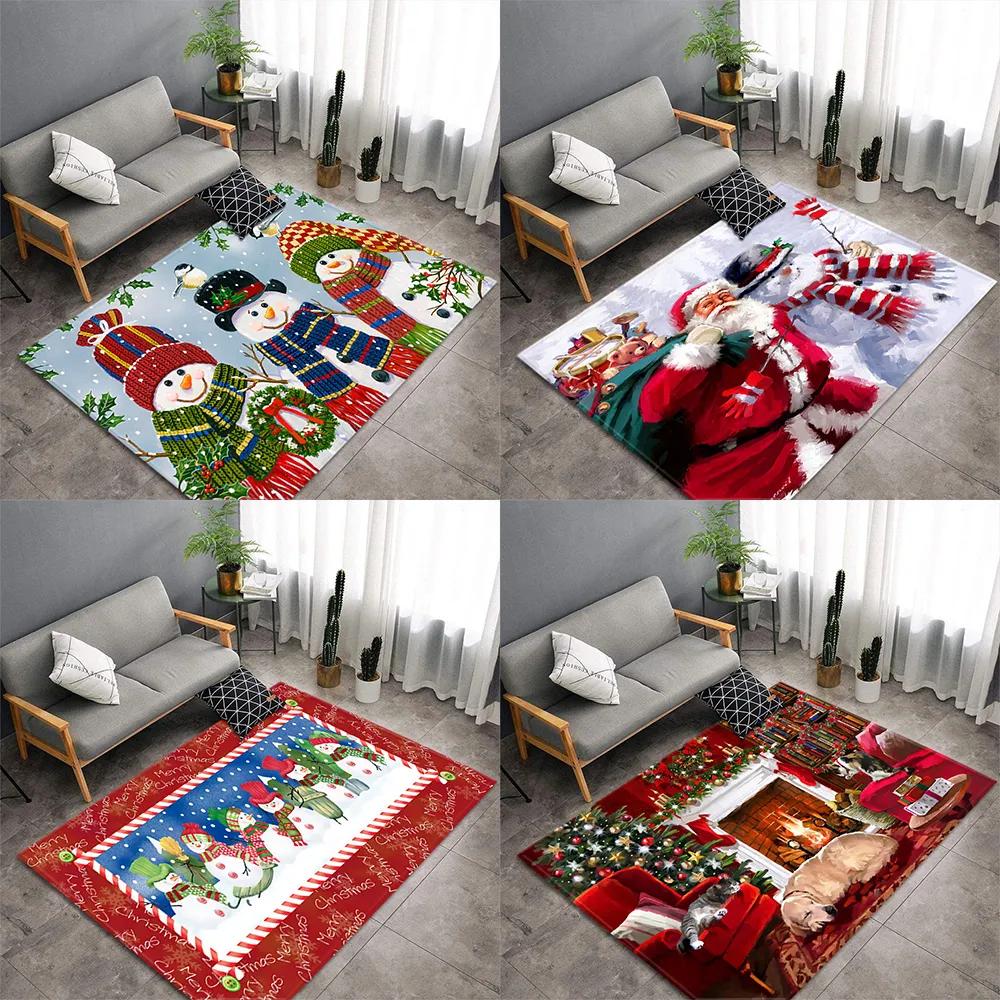 크리스마스 산타 눈사람 카펫, 거실 장식 소파 테이블, 넓은 영역 러그, 침실 침대 옆 바닥 매트, 크리스마스 장식